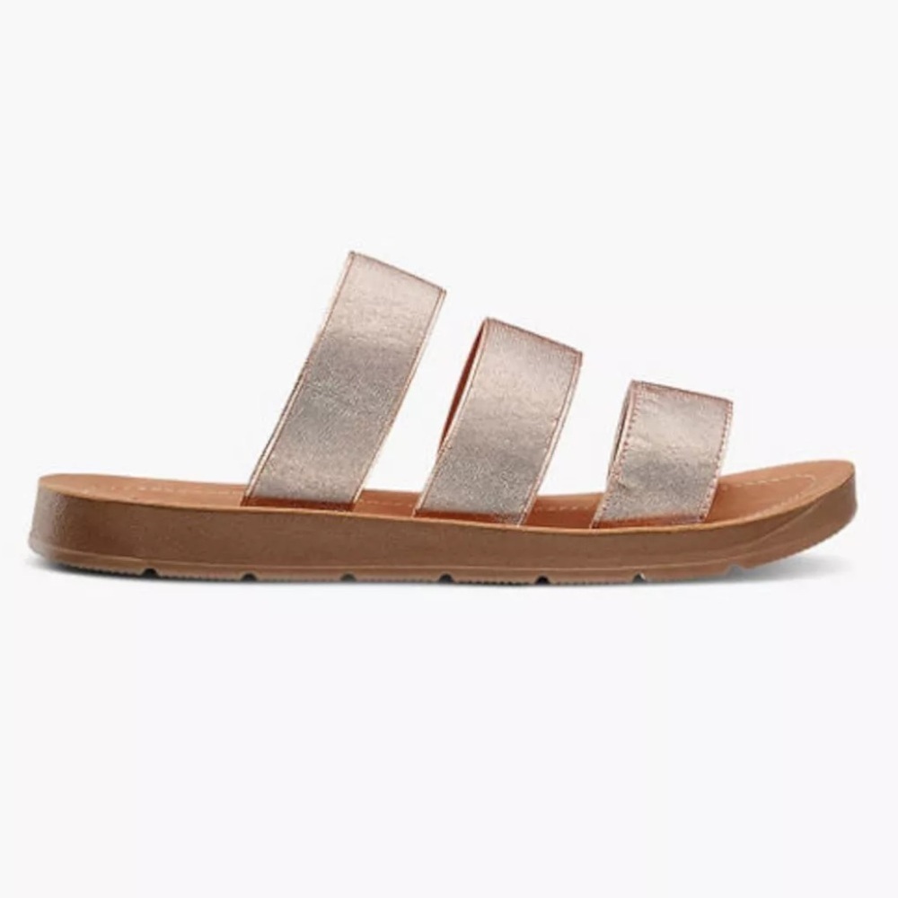Vintage Havana Flexy Women Silver Stretch Strappy Slide Sandal NEW Size 5
